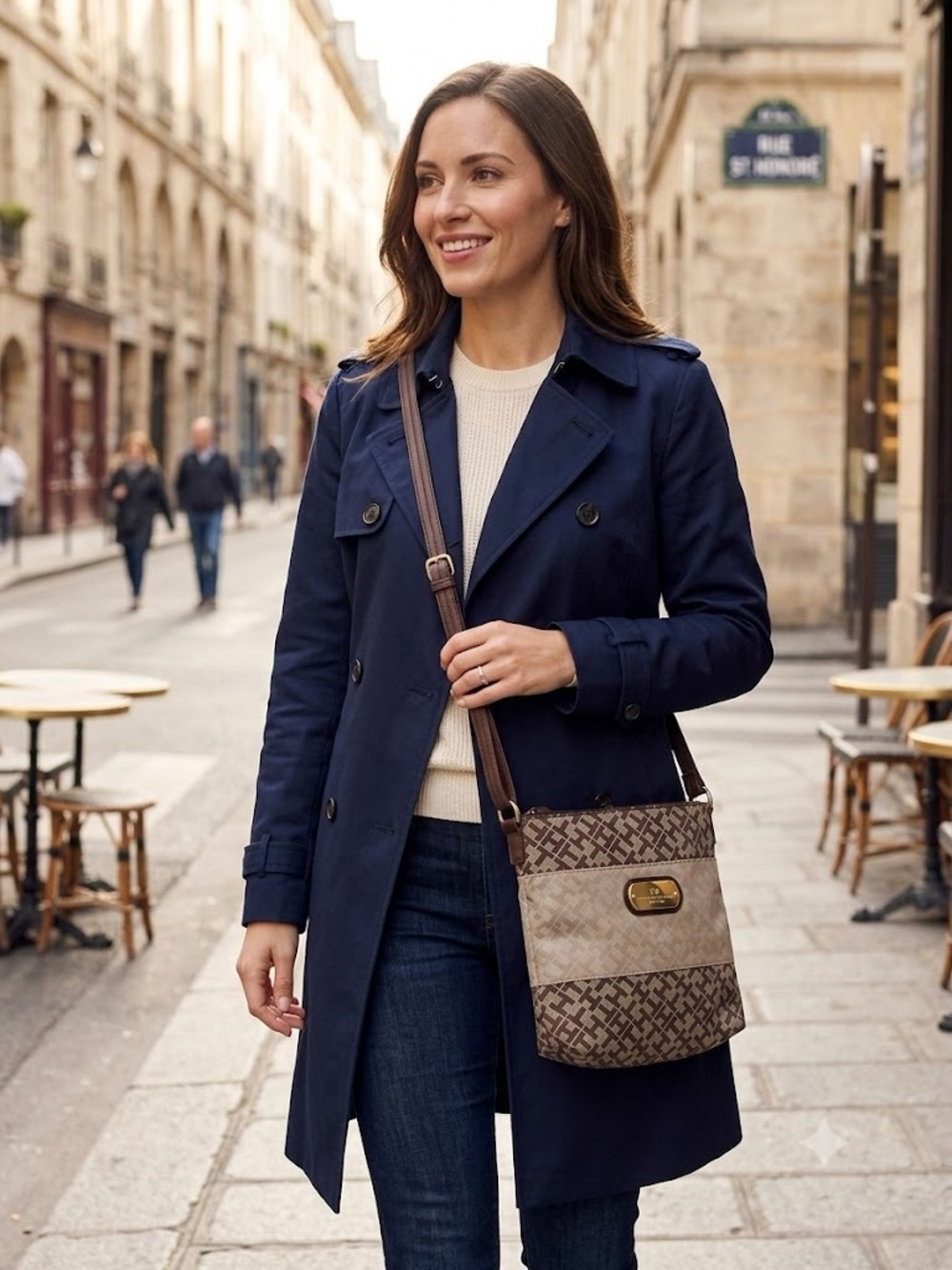Tommy Hilfiger Brown and Beige Patterned Crossbody Bag
